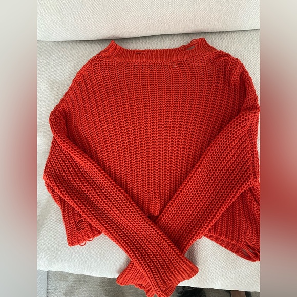 Zara Knit Orange Sweater - Size Small - Picture 5 of 8